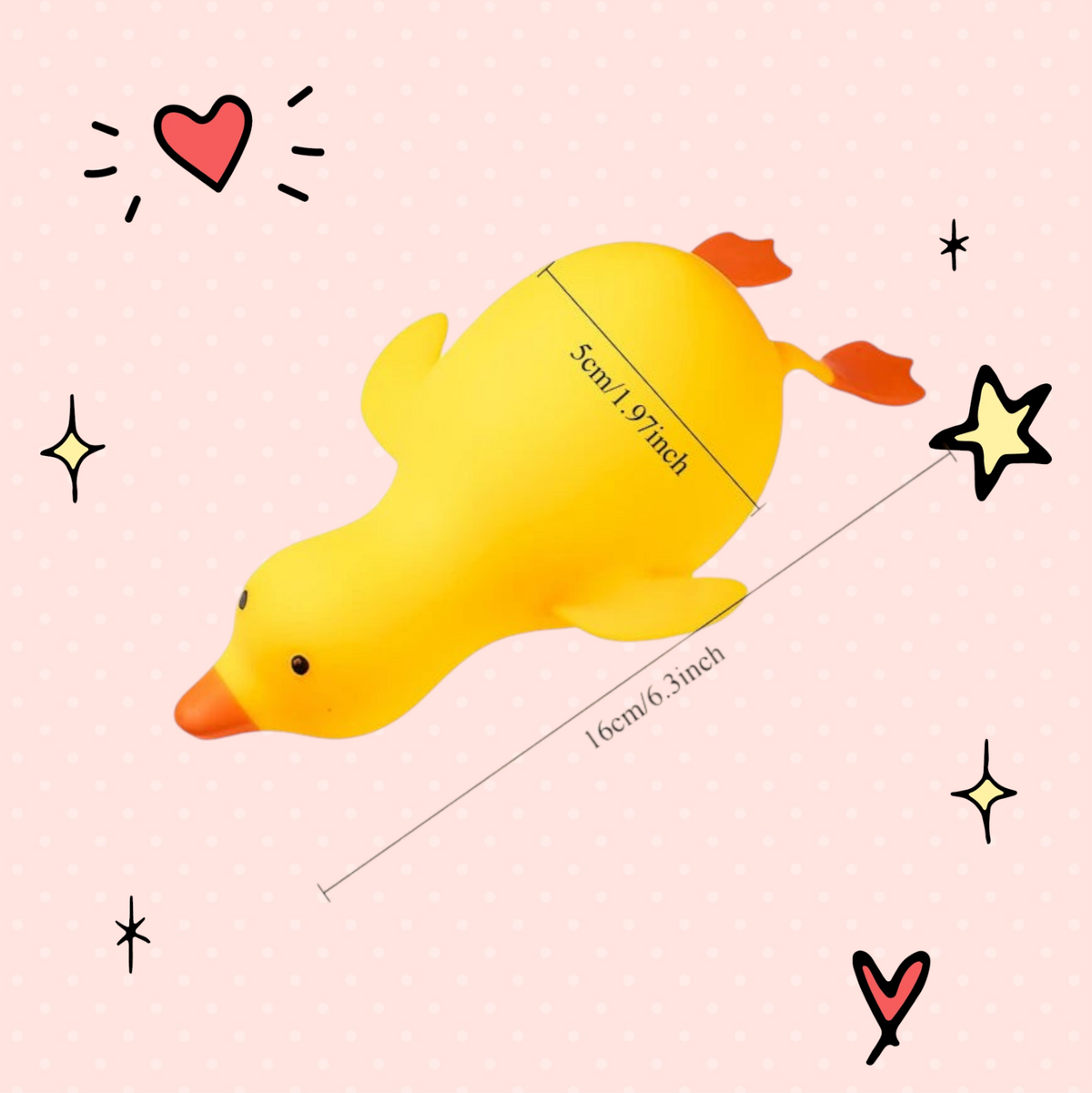 Foundry FitFit yellow squishy duck fidget toy with orange beak and feet, designed for stress relief and stretching.
