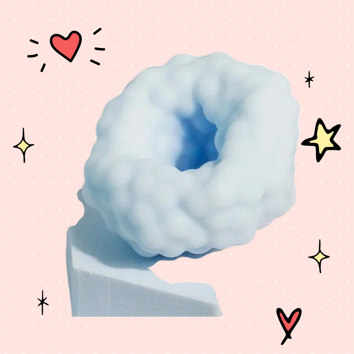 Foundry FitFit light blue crunchy sensory stress ball with a textured, cloud-like surface for anxiety relief.