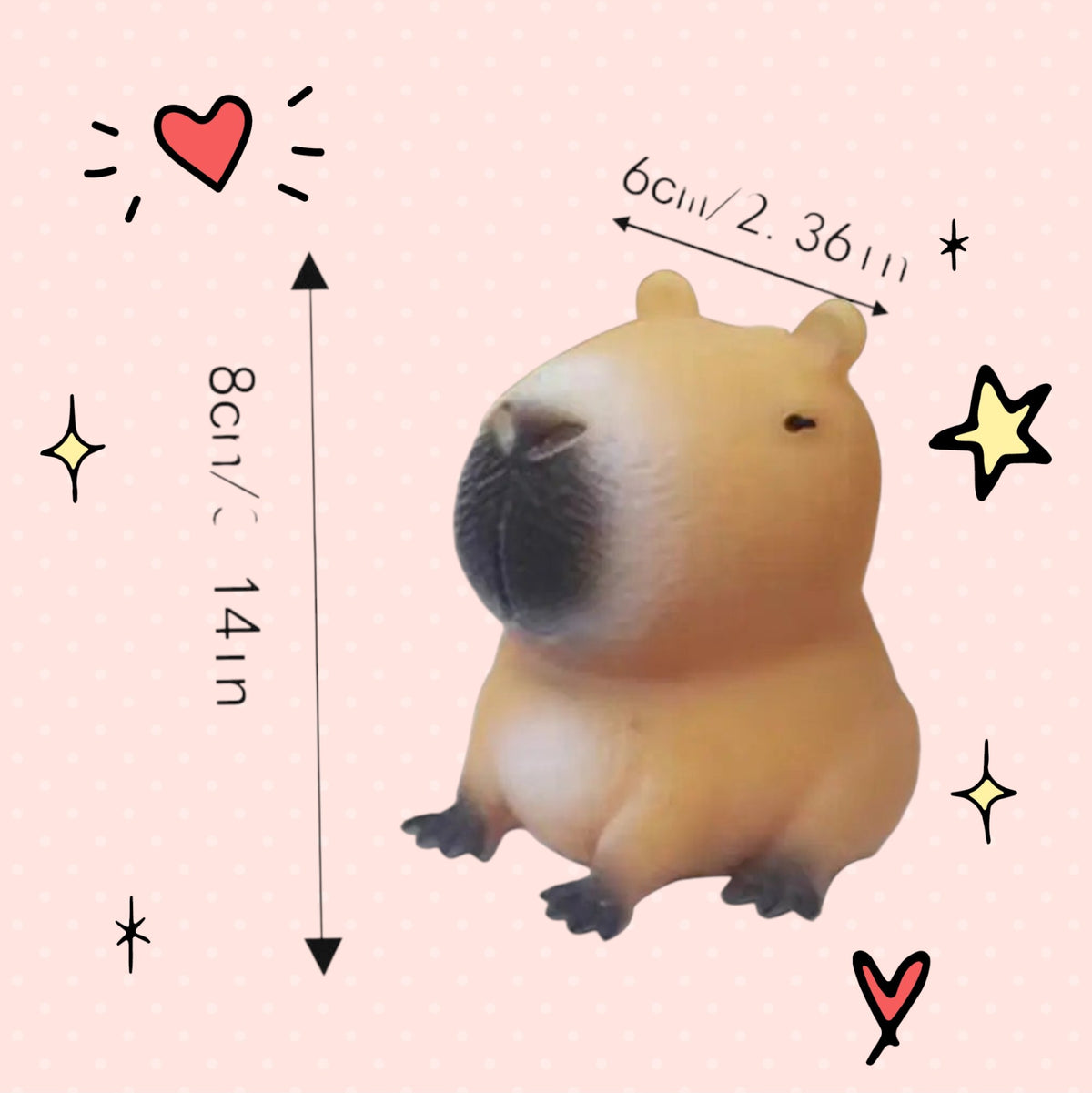 Foundry FitFit capybara squishy sensory toy with soft brown silicone texture and cute hand-drawn doodle accents