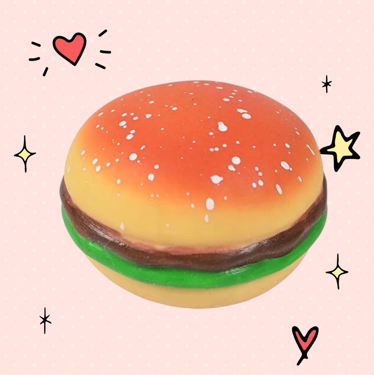 Foundry FitFit hamburger squishy toy made of soft TPR material for stress relief and sensory play.