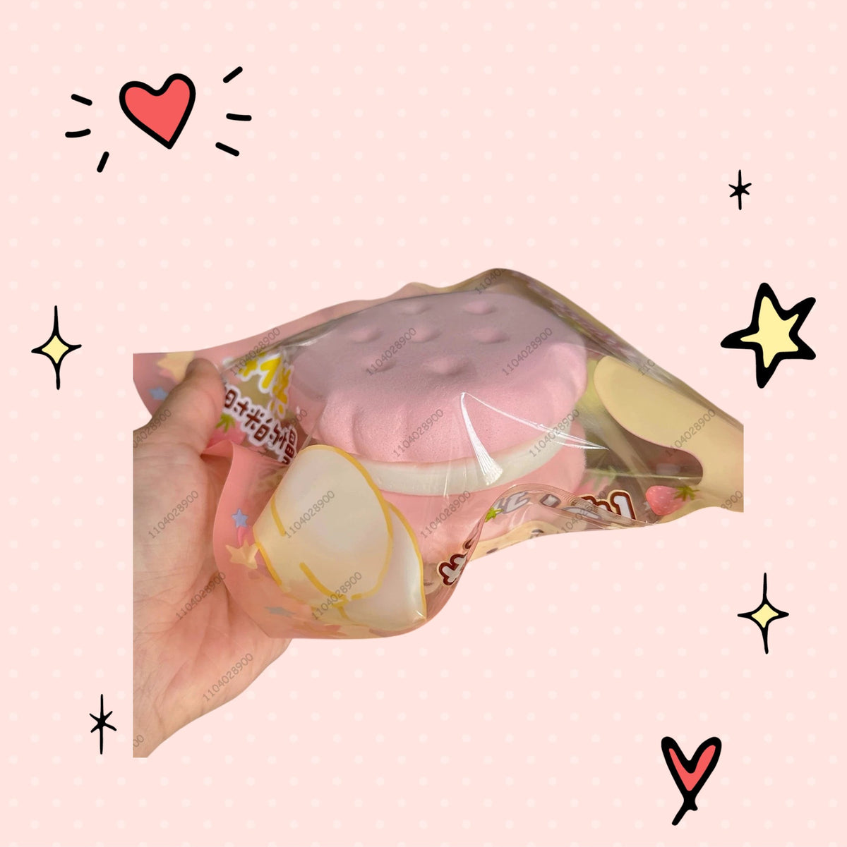 Foundry FitFit pastel pink sandwich squishy in clear packaging with slow-rise foam texture for sensory fidgeting.