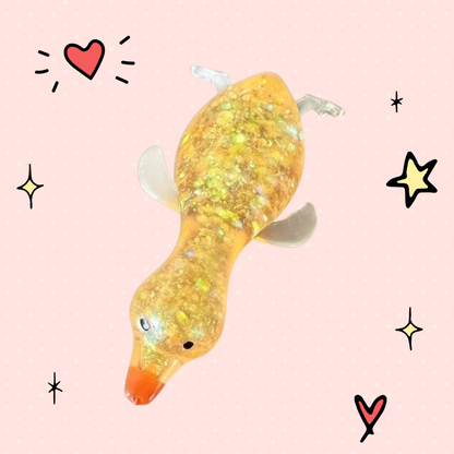 Foundry FitFit yellow glittery squishy duck fidget toy with maltose filling for stress relief and sensory play