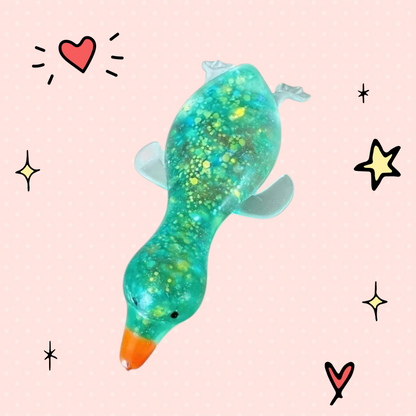 Foundry FitFit squishy teal duck fidget toy with glitter filling and orange beak for stress relief and sensory play
