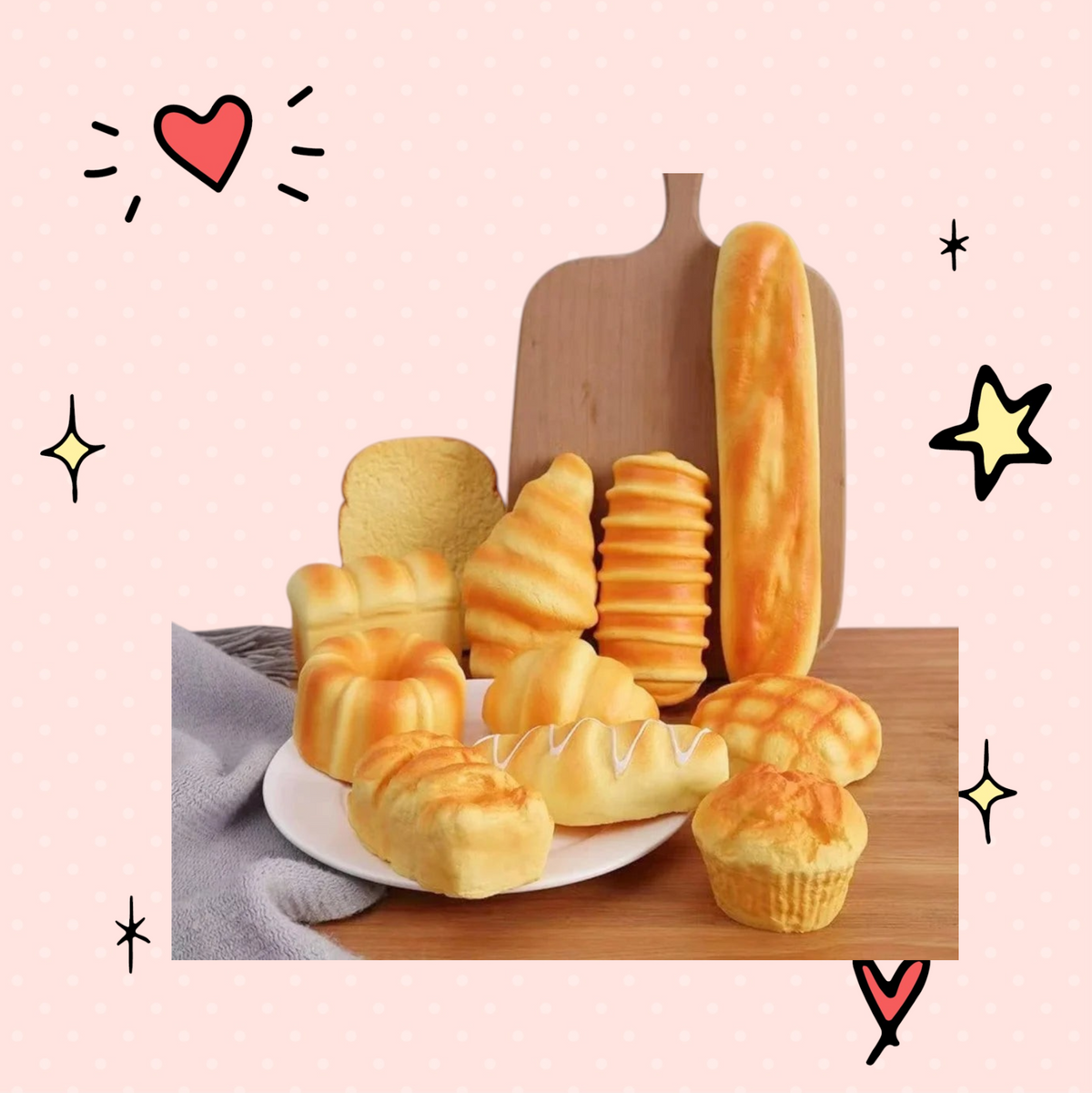 Foundry FitFit collection of realistic slow-rising bread and pastry squishy toys for stress relief and decoration