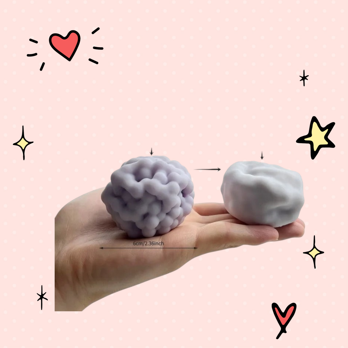 Foundry FitFit crunchy sensory stress ball showing texture difference before and after air adjustment