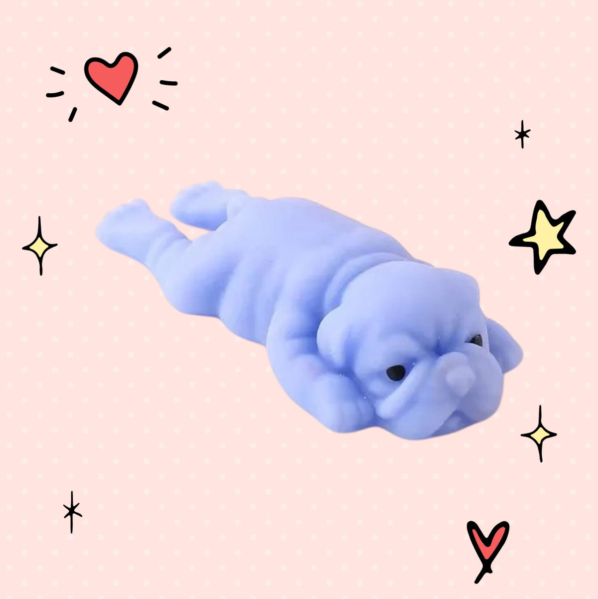 Foundry FitFit blue puppy squishy toy with a sleepy kawaii design and soft slow-rise texture for sensory play.