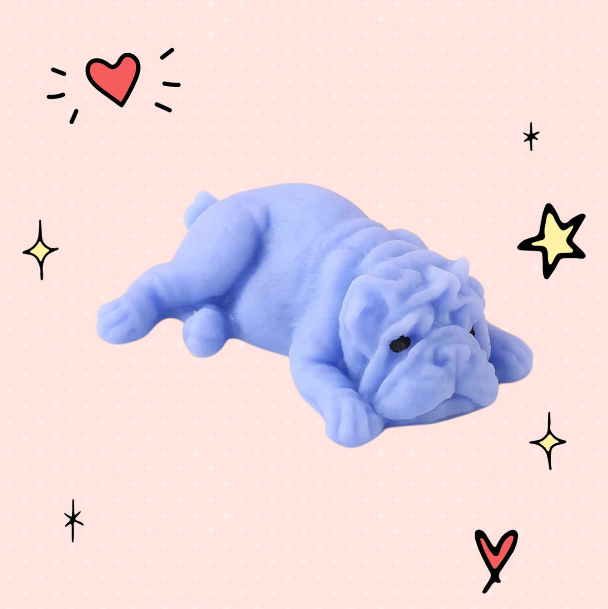 Foundry FitFit blue puppy squishy toy with a sleepy kawaii design and soft slow-rise texture for sensory play.