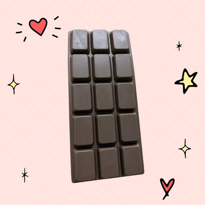 Foundry FitFit brown chocolate bar squishy stress reliever toy held in hand with dimensions shown