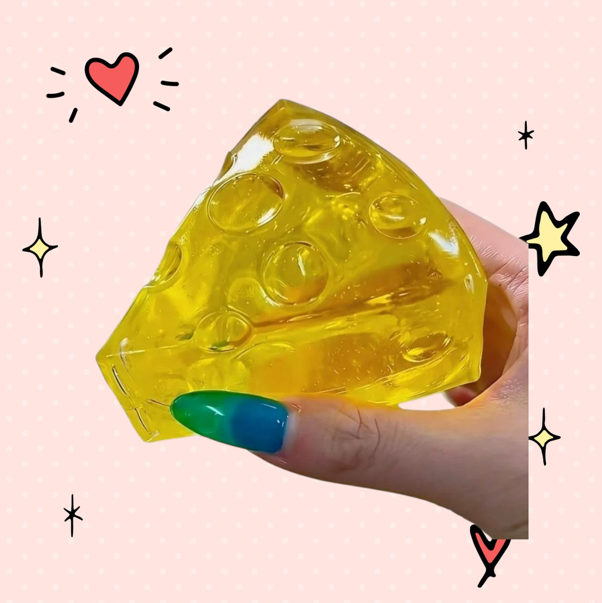 Foundry FitFit yellow cheese wedge squishy toy made of soft slow-rise foam for stress relief and fidgeting