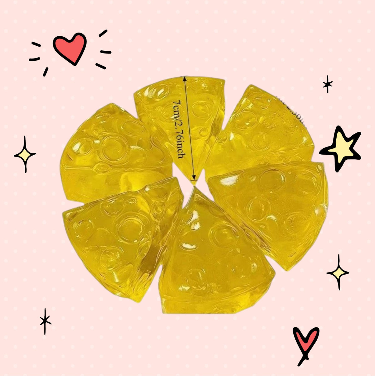 Foundry FitFit yellow cheese wedge squishy stress relief toy with honey-drizzled texture and slow-rise foam design.