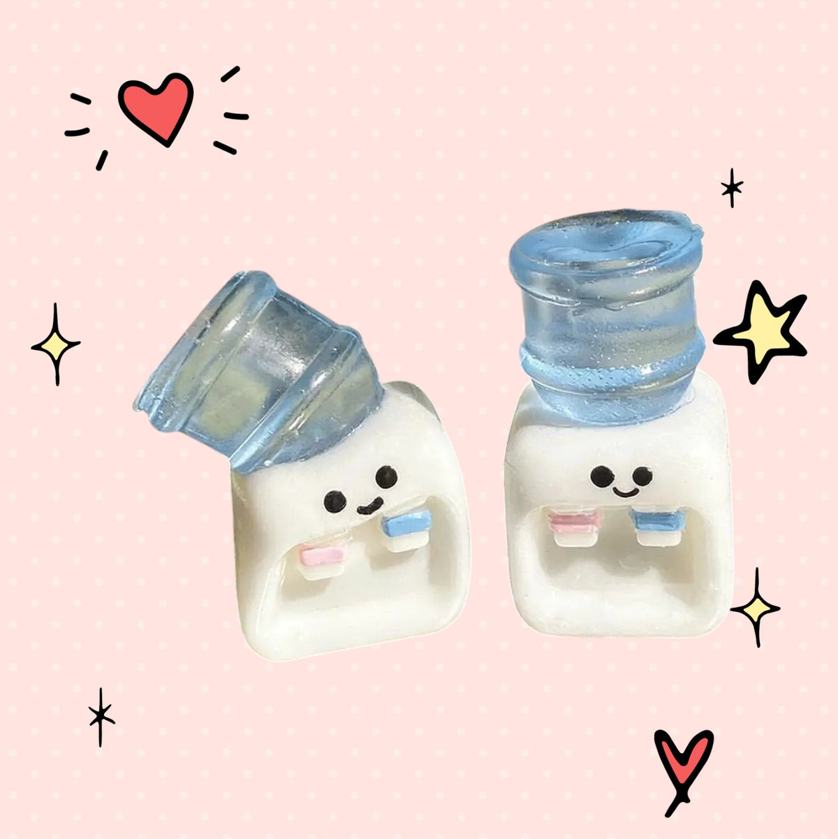 Foundry FitFit mini water cooler squishy fidget toys with cute faces made of soft white and blue TPR material