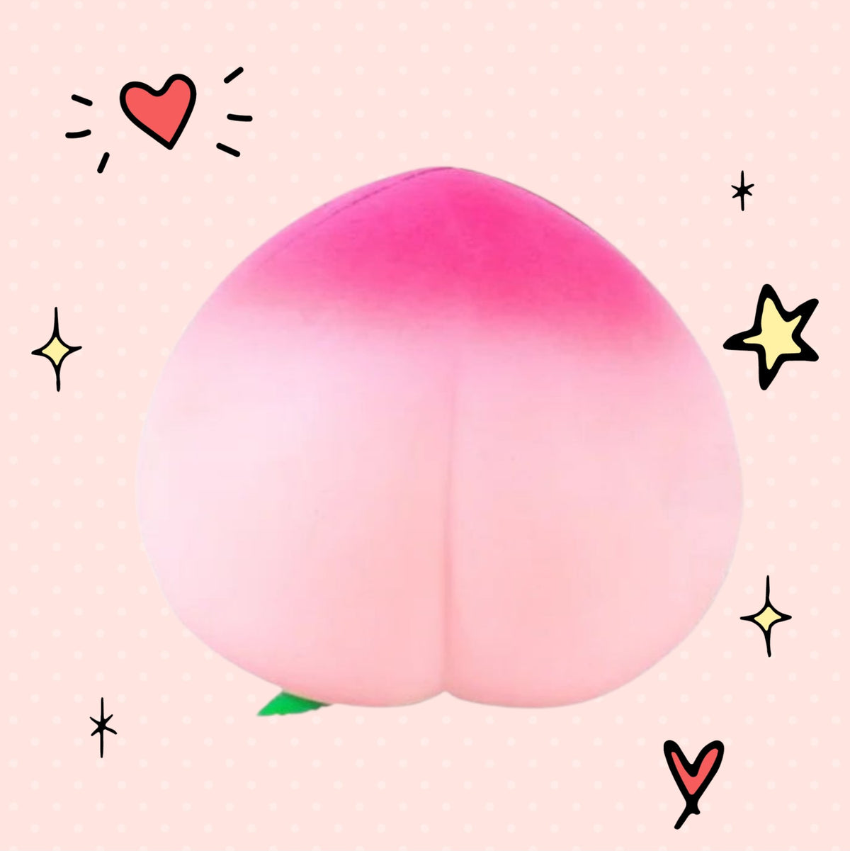 Foundry FitFit peach-shaped soft silicone stress relief squishy toy in pink and white
