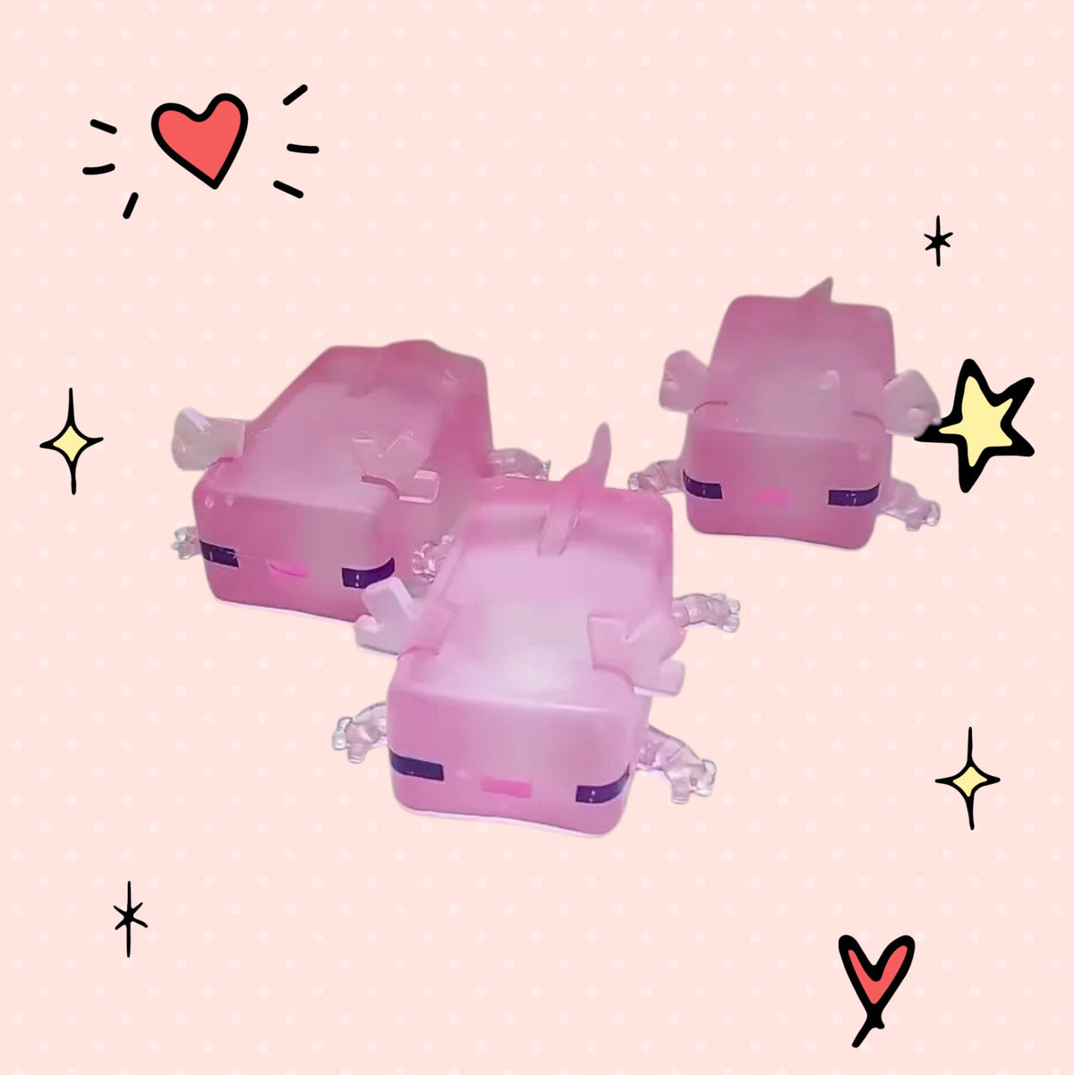 Foundry FitFit pink axolotl squishy toys made of soft slow-rebound material for stress relief and desk decor.