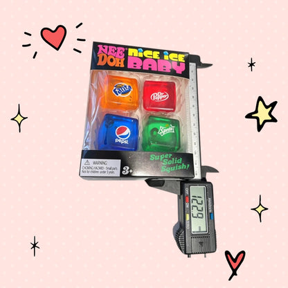 Foundry FitFit Squishy Sodas Collection set featuring four colorful soda-themed fidget toys in a display box.