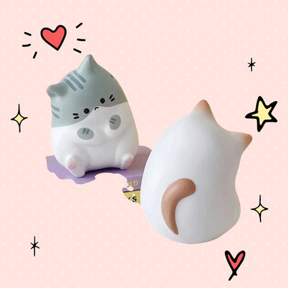 Foundry FitFit Squishy Kitties cartoon cat squeeze toys in grey and white soft polyurethane for stress relief