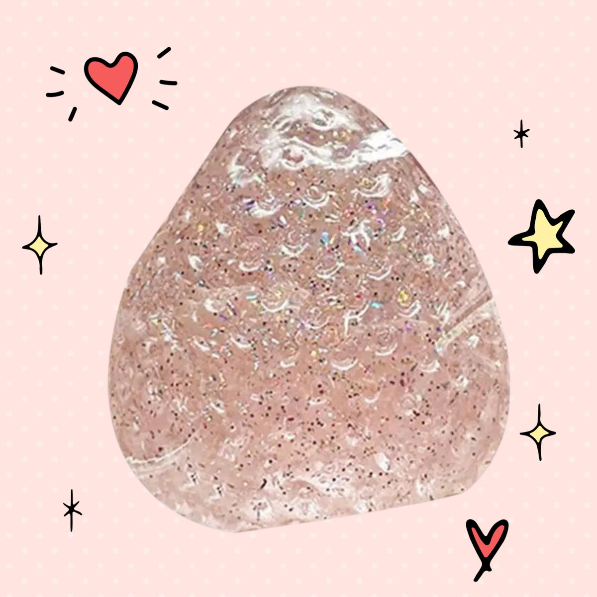 Foundry FitFit strawberry-shaped squishy toy with glittery pink texture, perfect for stress relief and fidgeting.