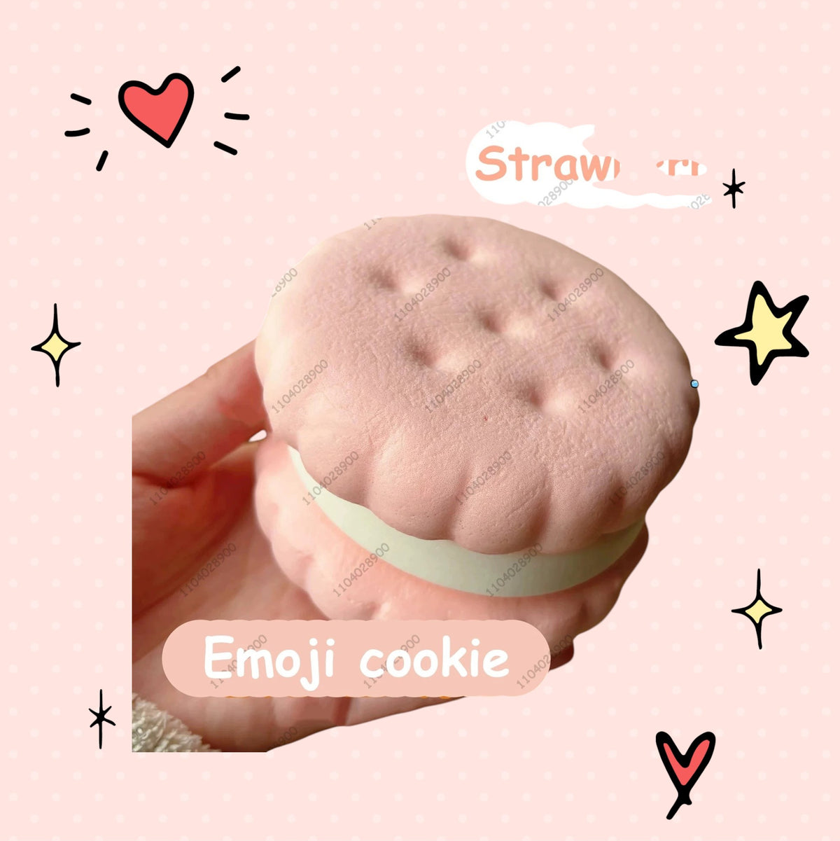 Foundry FitFit strawberry pink sandwich-shaped squishy toy with a soft slow-rise foam texture held in a hand.